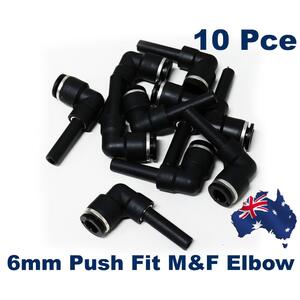 10 x Pneumatic Push Fit 6mm Elbow Male - Female