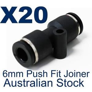 Air Fitting - Tube Connector 20 x Push Fit 6mm Pneumatic Joiner